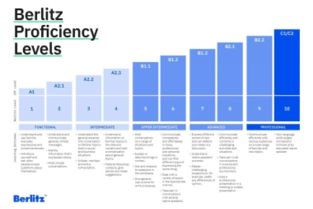 Spanish proficiency levels and explanations chart
